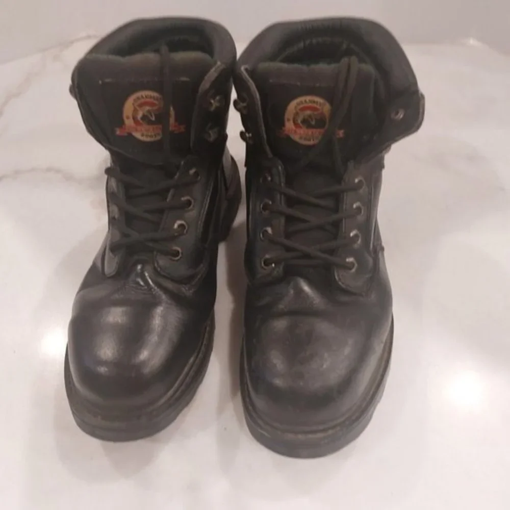 Brahma Gus Steel Toe Mens Work Leather‎ Boots Black Size 8.5EE